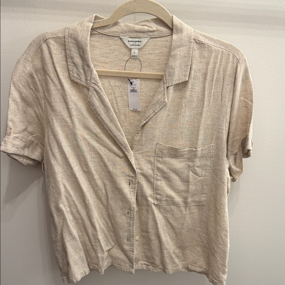 Banana Republic Beige Button-Down Shirt